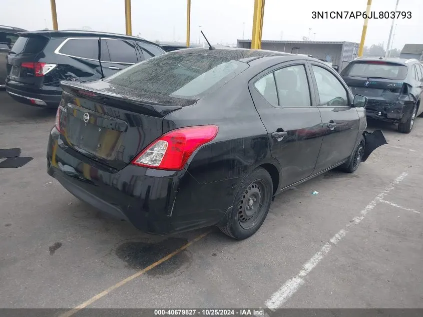 2018 Nissan Versa 1.6 S+ VIN: 3N1CN7AP6JL803793 Lot: 40679827