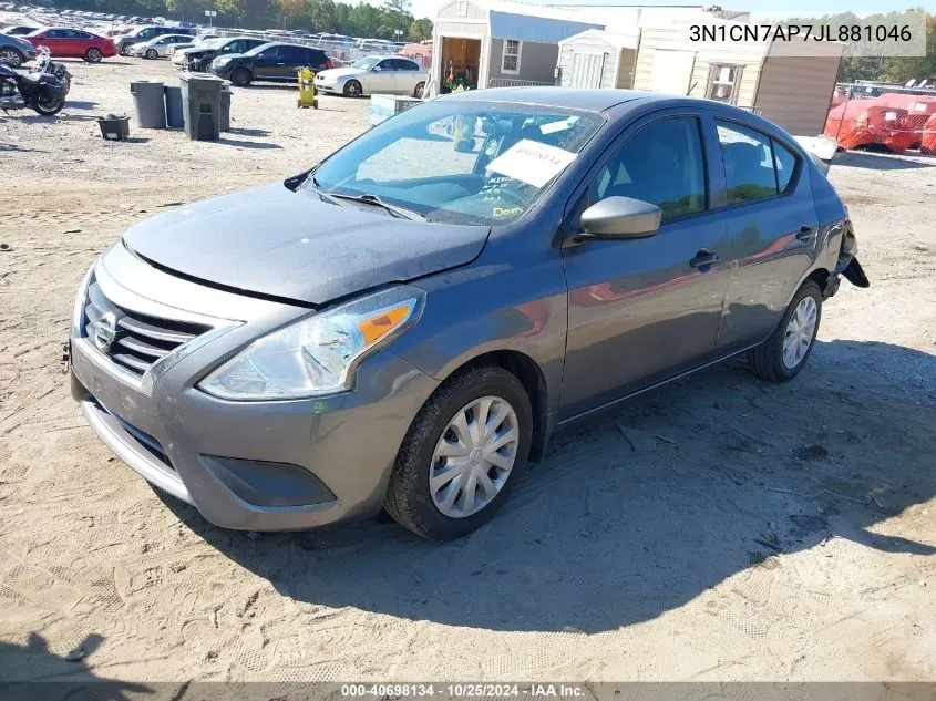 2018 Nissan Versa 1.6 S+ VIN: 3N1CN7AP7JL881046 Lot: 40698134