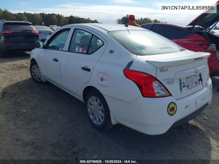 2018 Nissan Versa S/S Plus/Sv/Sl VIN: 3N1CN7AP3JL858959 Lot: 40706928