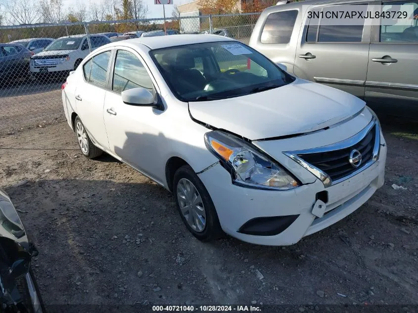 2018 Nissan Versa 1.6 Sv VIN: 3N1CN7APXJL843729 Lot: 40721040