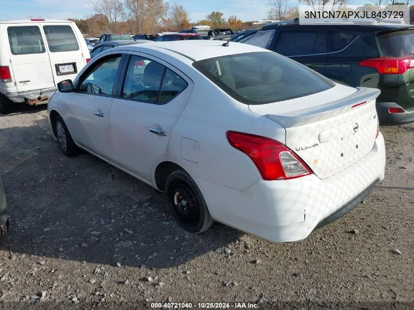 2018 Nissan Versa 1.6 Sv VIN: 3N1CN7APXJL843729 Lot: 40721040