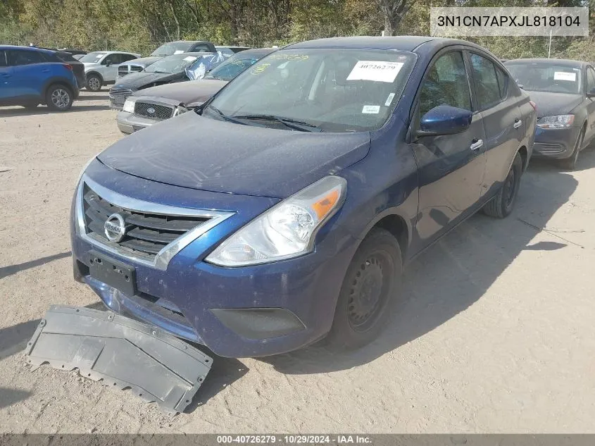 2018 Nissan Versa 1.6 Sv VIN: 3N1CN7APXJL818104 Lot: 40726279