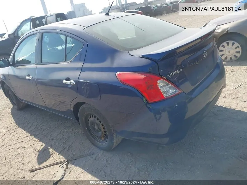 2018 Nissan Versa 1.6 Sv VIN: 3N1CN7APXJL818104 Lot: 40726279