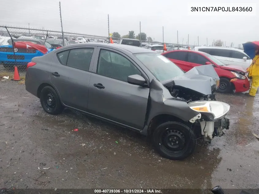 2018 Nissan Versa 1.6 S VIN: 3N1CN7AP0JL843660 Lot: 40739306