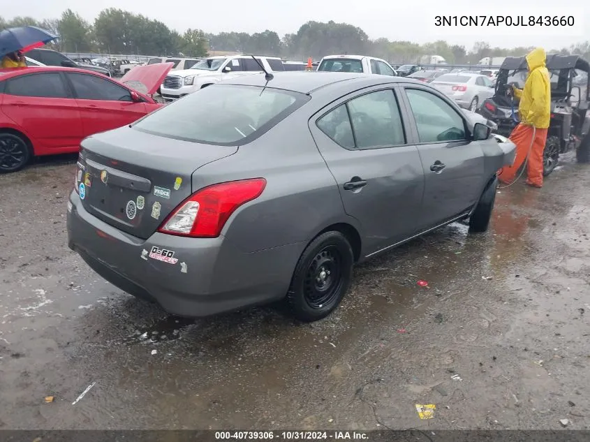 2018 Nissan Versa 1.6 S VIN: 3N1CN7AP0JL843660 Lot: 40739306