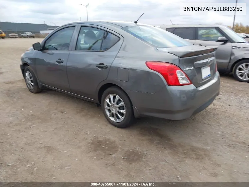 2018 Nissan Versa 1.6 S+ VIN: 3N1CN7AP5JL883250 Lot: 40755007