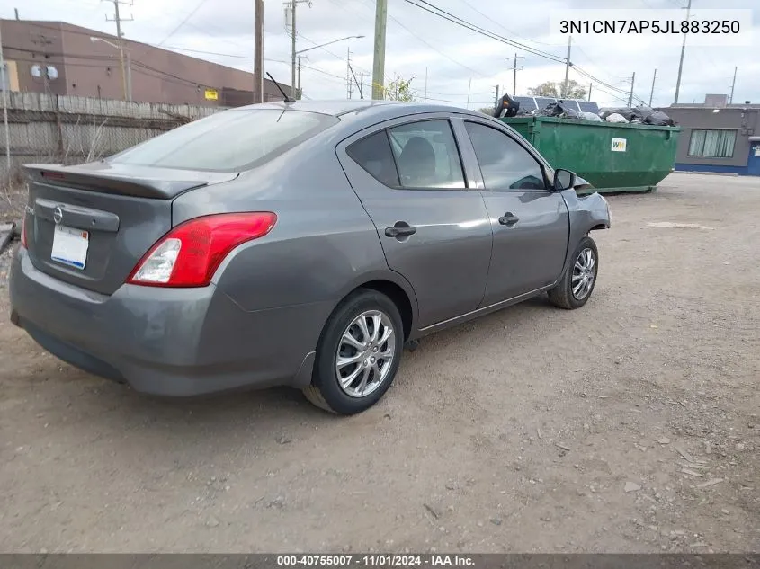 2018 Nissan Versa 1.6 S+ VIN: 3N1CN7AP5JL883250 Lot: 40755007