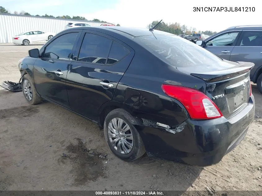 2018 Nissan Versa 1.6 Sv VIN: 3N1CN7AP3JL841210 Lot: 40893831