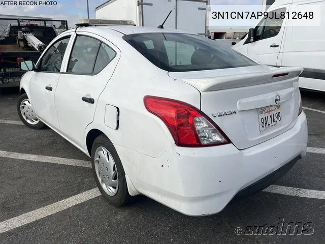 2018 Nissan Versa 1.6 S+ VIN: 3N1CN7AP9JL812648 Lot: 40923829