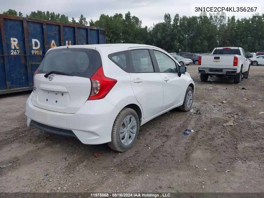 2019 Nissan Versa Note S/Sr/Sv VIN: 3N1CE2CP4KL356267 Lot: 11975568