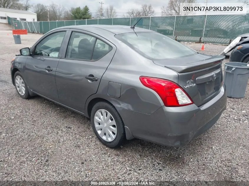 2019 Nissan Versa 1.6 S+ VIN: 3N1CN7AP3KL809973 Lot: 38925306