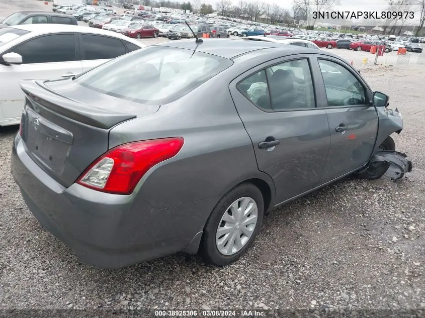 2019 Nissan Versa 1.6 S+ VIN: 3N1CN7AP3KL809973 Lot: 38925306