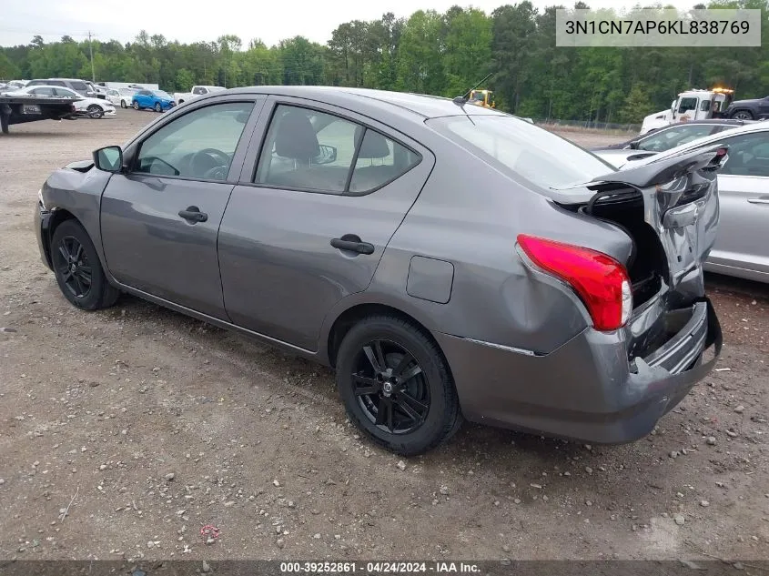 3N1CN7AP6KL838769 2019 Nissan Versa 1.6 S+