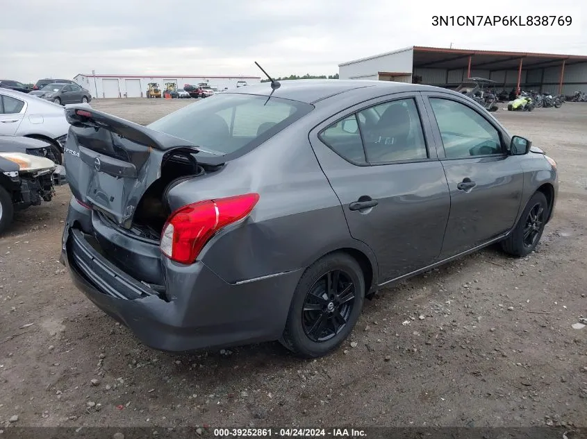 3N1CN7AP6KL838769 2019 Nissan Versa 1.6 S+