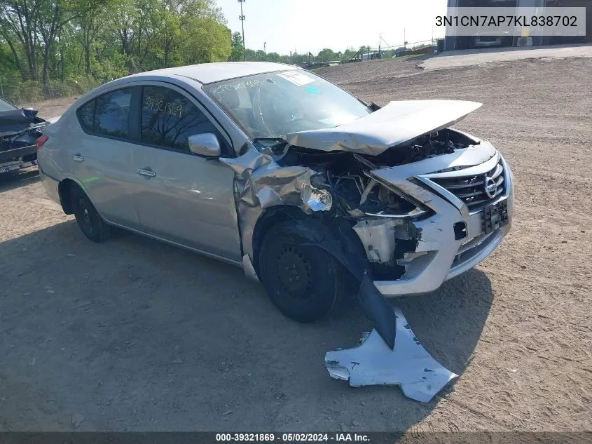 3N1CN7AP7KL838702 2019 Nissan Versa 1.6 Sv