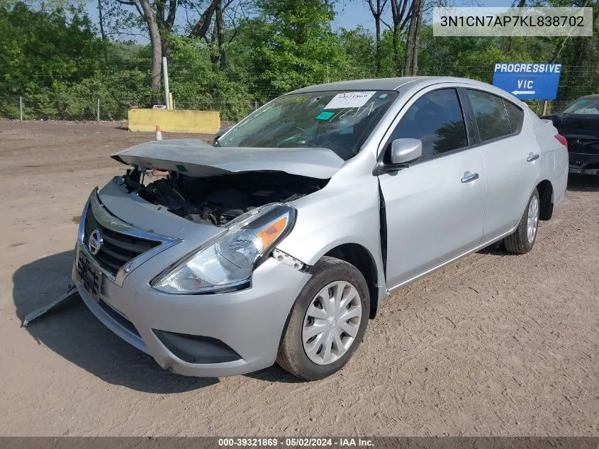 3N1CN7AP7KL838702 2019 Nissan Versa 1.6 Sv