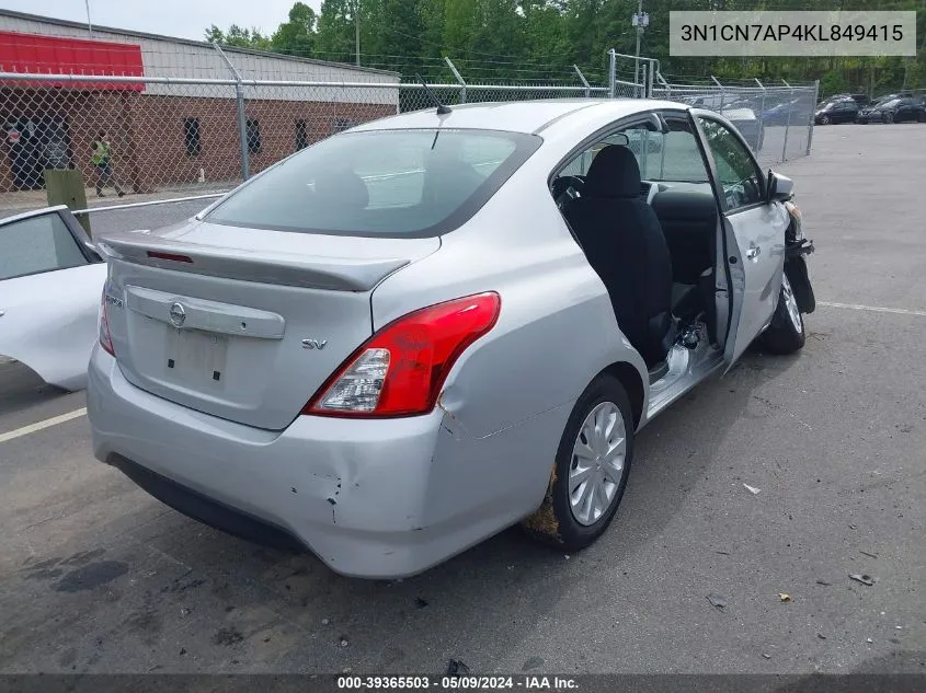 3N1CN7AP4KL849415 2019 Nissan Versa 1.6 Sv