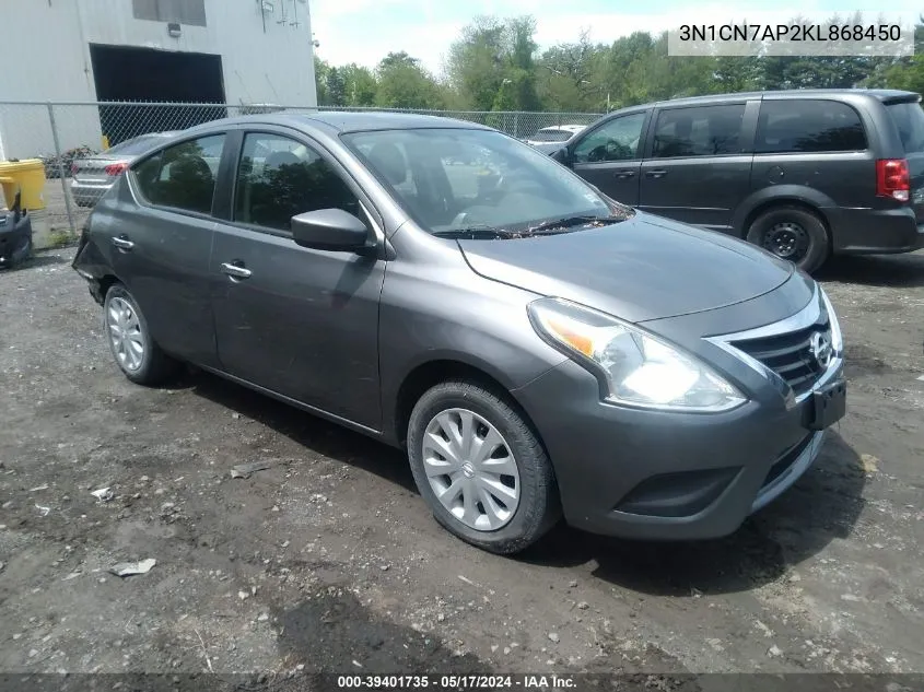 2019 Nissan Versa 1.6 Sv VIN: 3N1CN7AP2KL868450 Lot: 39401735