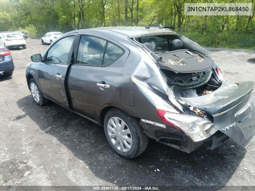 2019 Nissan Versa 1.6 Sv VIN: 3N1CN7AP2KL868450 Lot: 39401735