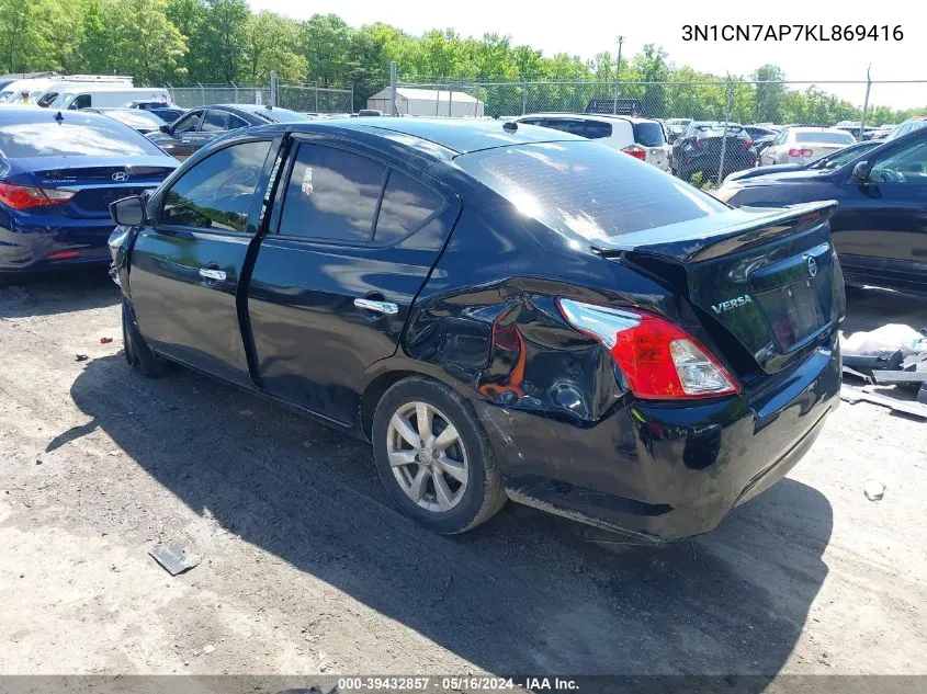 2019 Nissan Versa 1.6 Sv VIN: 3N1CN7AP7KL869416 Lot: 39432857