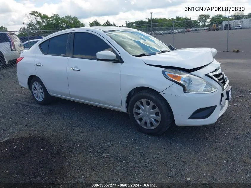 3N1CN7AP0KL870830 2019 Nissan Versa 1.6 Sv