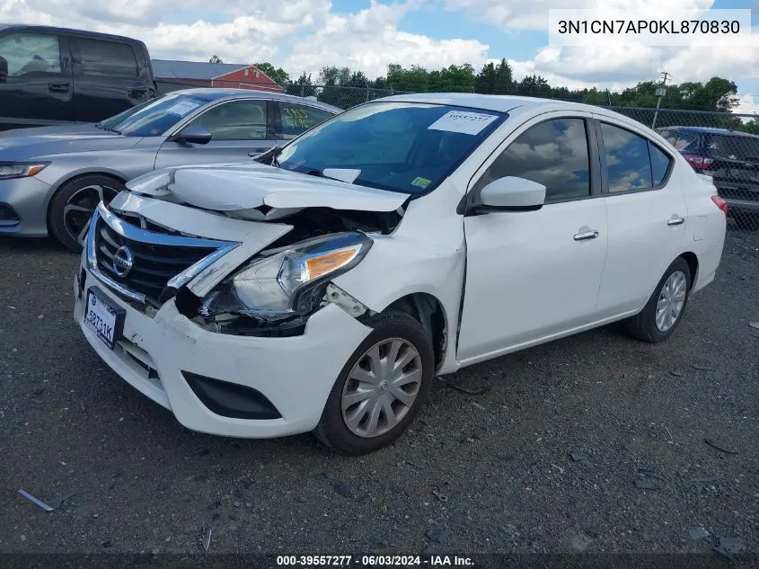 3N1CN7AP0KL870830 2019 Nissan Versa 1.6 Sv