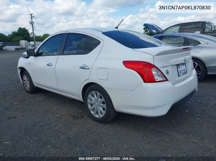 3N1CN7AP0KL870830 2019 Nissan Versa 1.6 Sv