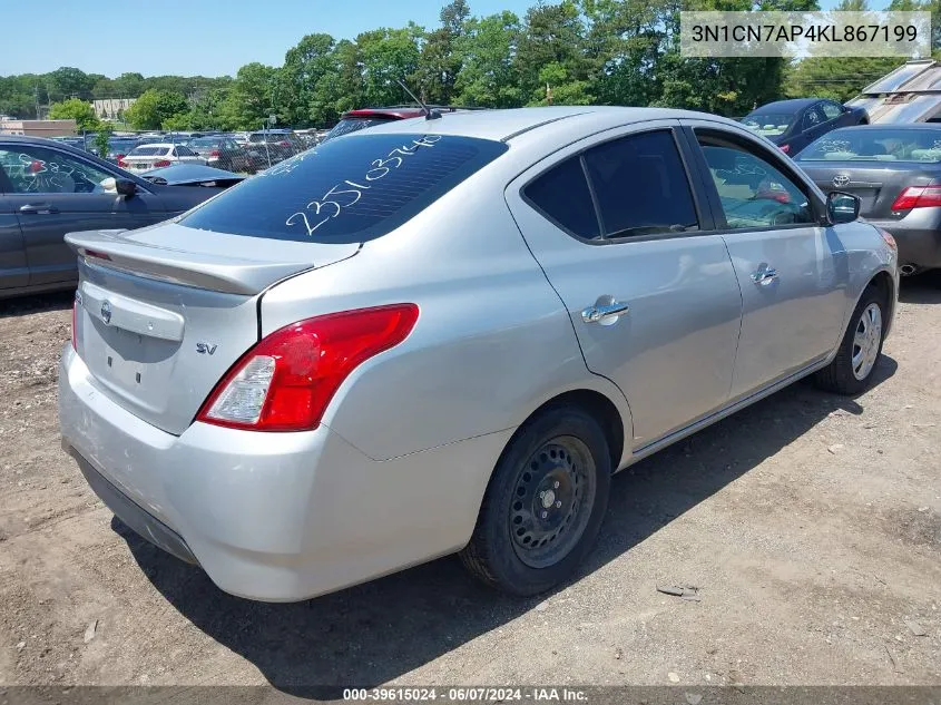 2019 Nissan Versa 1.6 Sv VIN: 3N1CN7AP4KL867199 Lot: 39615024