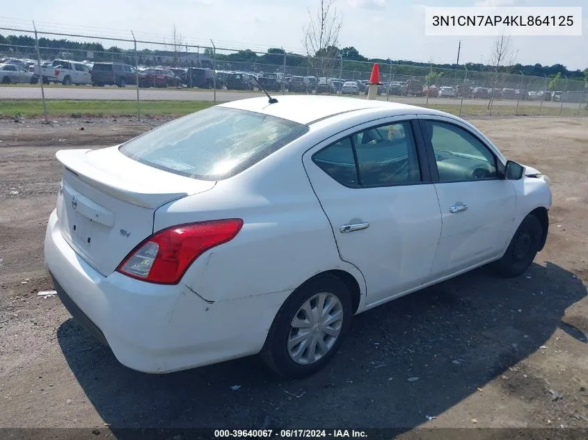 3N1CN7AP4KL864125 2019 Nissan Versa 1.6 Sv