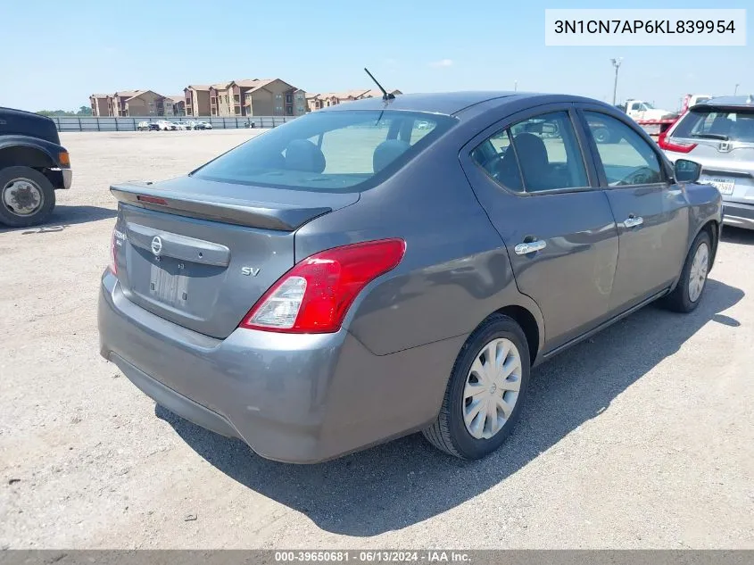 3N1CN7AP6KL839954 2019 Nissan Versa 1.6 Sv