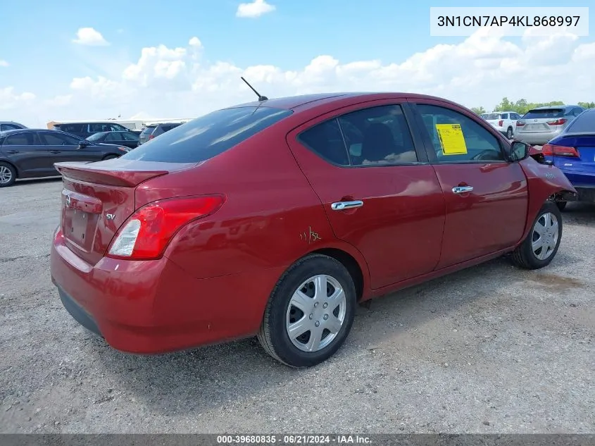 2019 Nissan Versa 1.6 Sv VIN: 3N1CN7AP4KL868997 Lot: 39680835