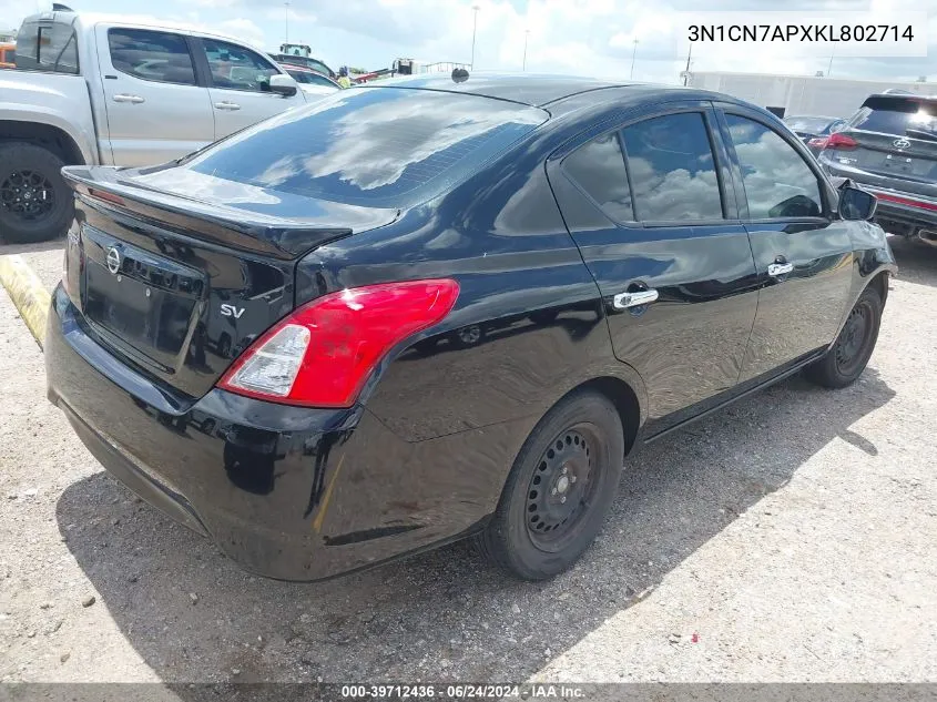 3N1CN7APXKL802714 2019 Nissan Versa 1.6 Sv