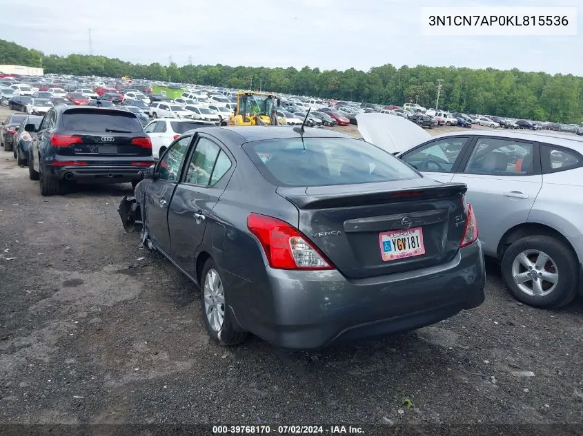 2019 Nissan Versa 1.6 Sv VIN: 3N1CN7AP0KL815536 Lot: 39768170