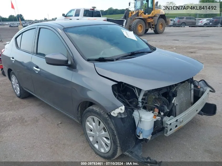 2019 Nissan Versa 1.6 Sv VIN: 3N1CN7AP4KL841492 Lot: 39793461