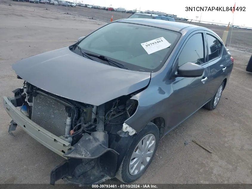 2019 Nissan Versa 1.6 Sv VIN: 3N1CN7AP4KL841492 Lot: 39793461