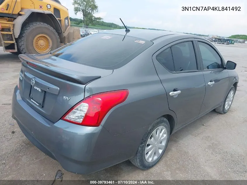 3N1CN7AP4KL841492 2019 Nissan Versa 1.6 Sv