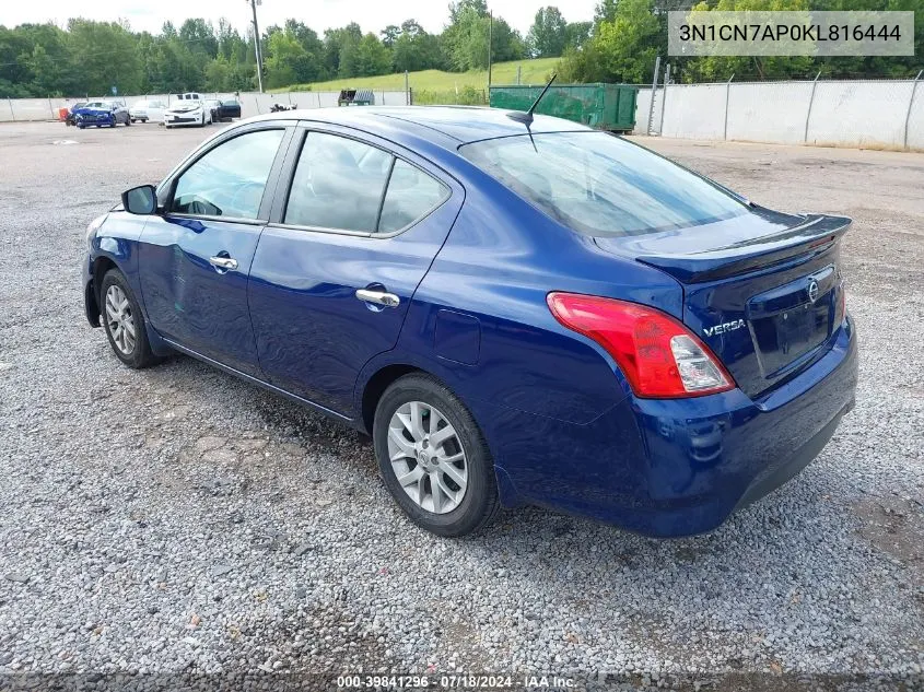 2019 Nissan Versa 1.6 Sv VIN: 3N1CN7AP0KL816444 Lot: 39841296