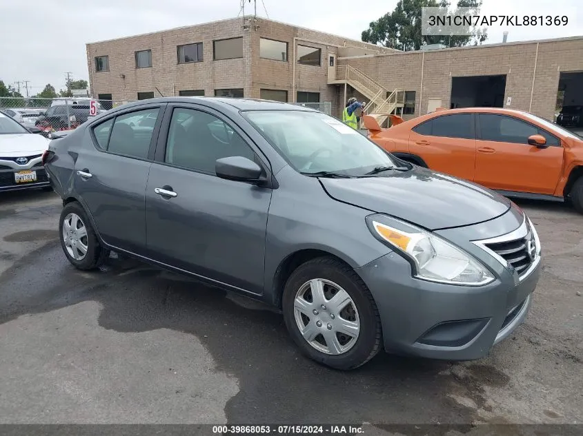 2019 Nissan Versa 1.6 Sv VIN: 3N1CN7AP7KL881369 Lot: 39868053