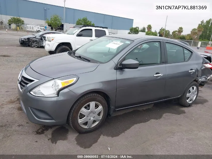 3N1CN7AP7KL881369 2019 Nissan Versa 1.6 Sv