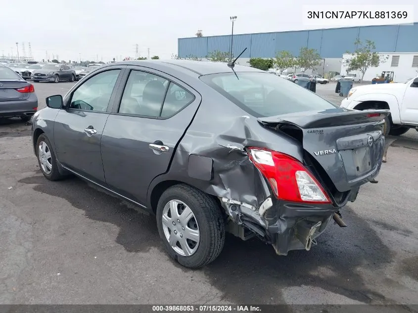 3N1CN7AP7KL881369 2019 Nissan Versa 1.6 Sv