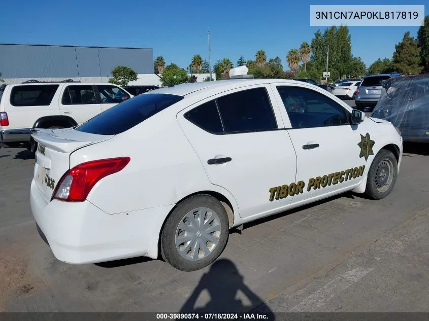 3N1CN7AP0KL817819 2019 Nissan Versa 1.6 S+