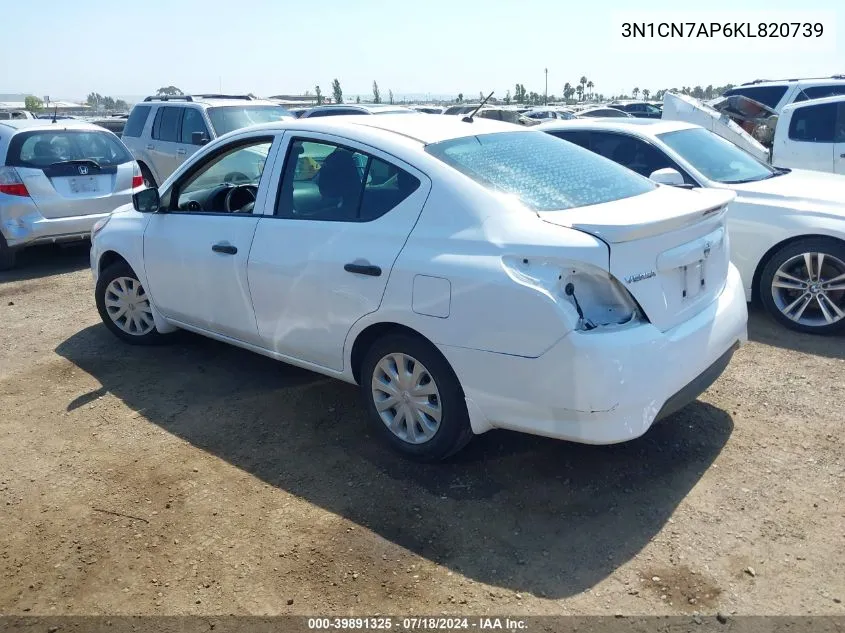 2019 Nissan Versa 1.6 S+ VIN: 3N1CN7AP6KL820739 Lot: 39891325