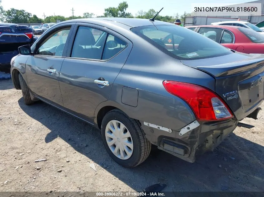 3N1CN7AP9KL818600 2019 Nissan Versa 1.6 Sv