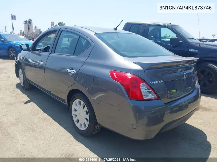 2019 Nissan Versa 1.6 Sv VIN: 3N1CN7AP4KL873746 Lot: 39960615