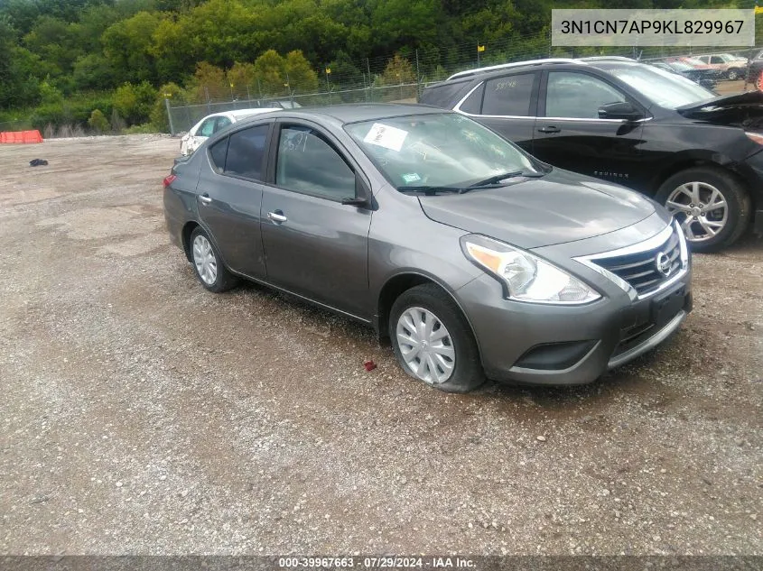 2019 Nissan Versa 1.6 Sv VIN: 3N1CN7AP9KL829967 Lot: 39967663