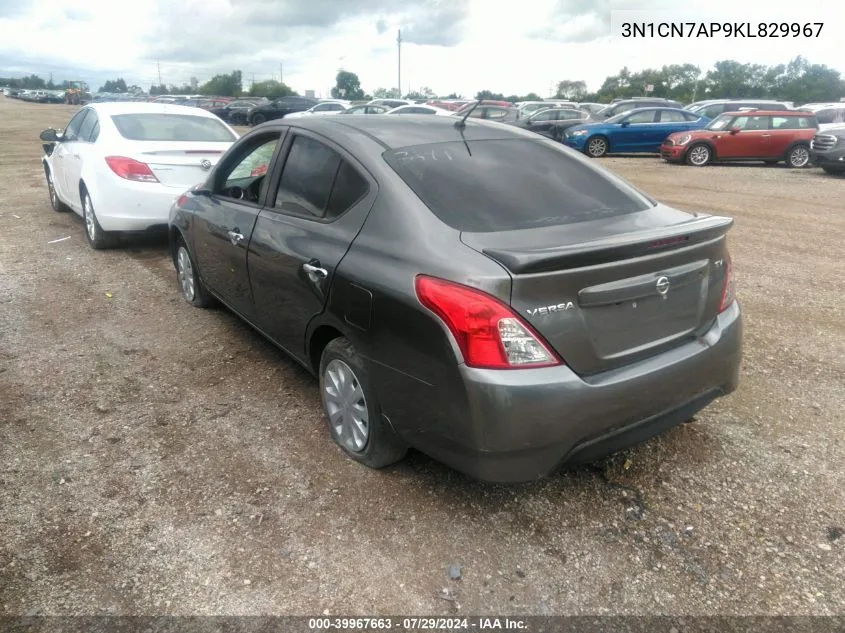 2019 Nissan Versa 1.6 Sv VIN: 3N1CN7AP9KL829967 Lot: 39967663