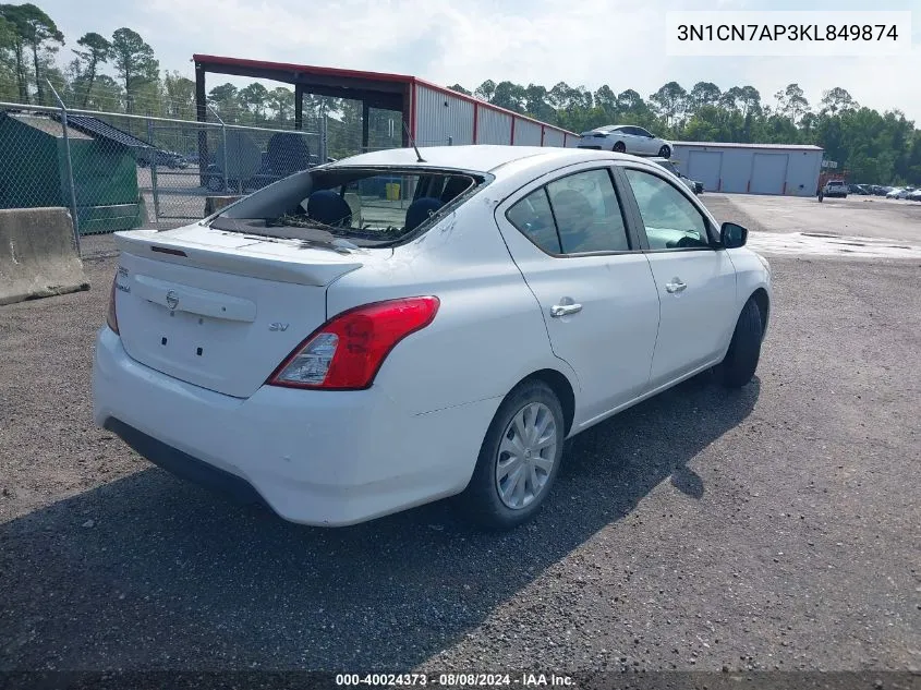 2019 Nissan Versa 1.6 Sv VIN: 3N1CN7AP3KL849874 Lot: 40024373