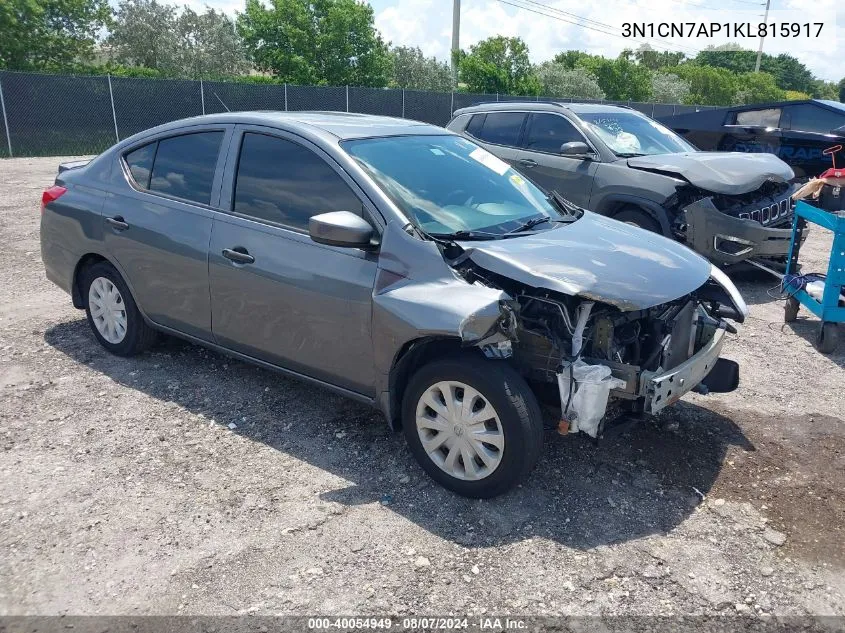 2019 Nissan Versa S/S Plus/Sv VIN: 3N1CN7AP1KL815917 Lot: 40054949