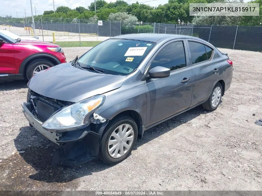 2019 Nissan Versa S/S Plus/Sv VIN: 3N1CN7AP1KL815917 Lot: 40054949