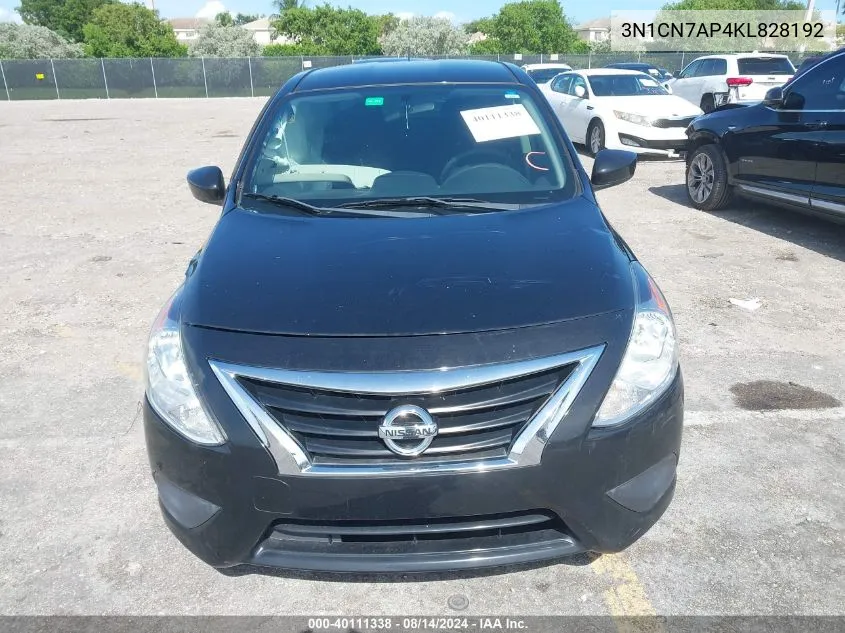 3N1CN7AP4KL828192 2019 Nissan Versa 1.6 S+